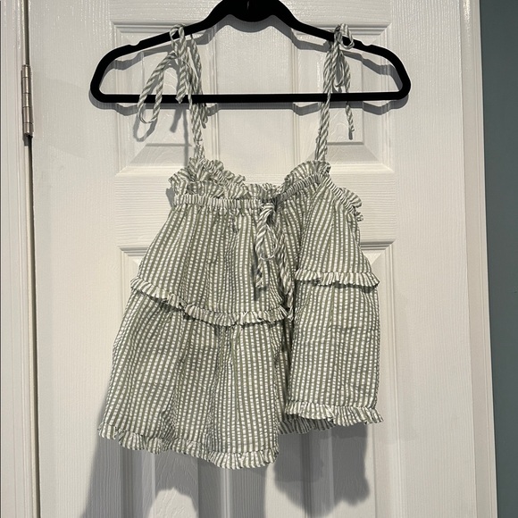 Striped Ruffle Tie-Strap Top - Picture 1 of 4